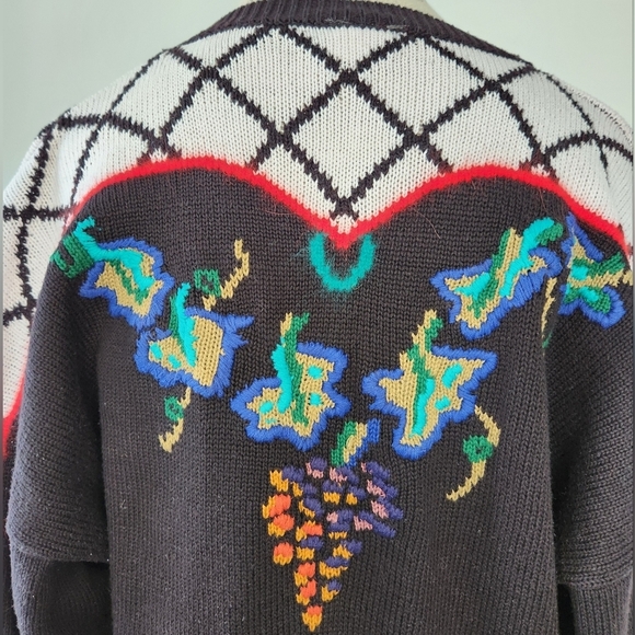 80s graphic knit buttonup cardigan sweater - Picture 9 of 10